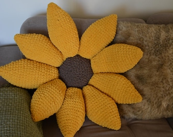 Sunflower Pillow Crochet Pattern Flower Cushion PDF Amigurumi Flower Pillow Pattern Crochet Home Decor Instant Download