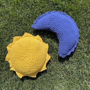 Crochet Sun and Moon Pillow PDF Pattern Tutorial for Beginners Easy Crochet Pattern Home Decor DIY Gift
