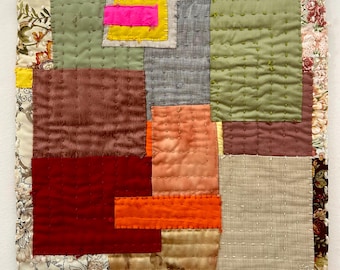 Handmade Textile Art - Mid Century Modern Abstract Textile Wall Hanging (24" x 24")