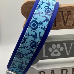 Biothane Collar, Nautical Dog Collar, 17.5&quot;-20.5&quot; Collar, 1.5&quot; Biothane, Blue Dog Collar