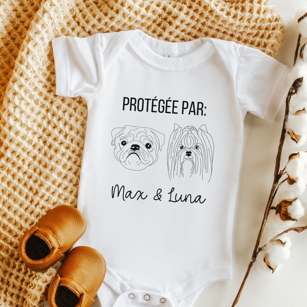 Onesie®Personnalisé Protégé par chien Cache Couche personnalisé Cadeau de Naissance Cadeau de Baptême pour bébé Nom de chien