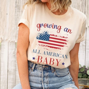 4. Juli Schwangerschaft Ankündigung Shirt - Future Mom Shirt - Schwangerschaft Reveal Shirt Unabhängigkeitstag