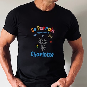 Cadeau parrain Marraine T shirt personnalisable Parrain Cadeau pour Marraine avec prénom filleul Idées cadeau Marraine