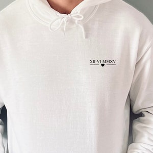 Anniversary Date Couples Sweatshirt Embroidered Hoodie Personalized One Year Anniversary Gift Custom Roman Numeral Date Embroidered Hoodie