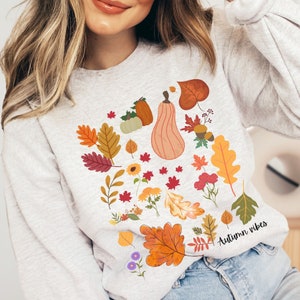 Cute Fall Sweater Womens Fruit Sweatshirt Fall Leaves Fall Cottagecore Outfit Fall Aesthetic Autumn