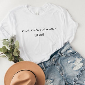 Demande Marraine Demande Parrain Marraine Cadeau Marraine Personnalisable T shirt de Marraine Cadeau de Baptême Marraine