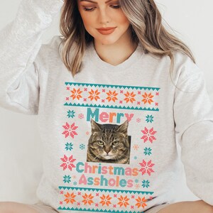 Cutsom Photo Pet Sweater, Custom Cat Sweater, Personalized Pet Sweater, Ugly Christmas Sweater, Cat Lover, Cat Mom Gift