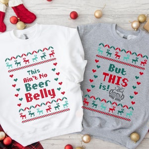 Schwangerschaftsankündigung Sweatshirt Paare, Lustige Schwangerschaftansage, Passende Paare Weihnachtspullover, Ankündigung Shirt