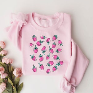 Strawberry Sweater Cottagecore Sweater Strawberry Clothes Cute Strawberry Top Strawberry Sweatshirt Gift For Strawberry Lover