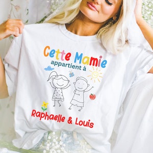 This Mamie Appartient à Cadeau personnalisé Mamie T-shirt Cadeau pour maman Future Mamie Cadeau pour maman avec Prénoms petits-enfants