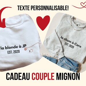 Cadeau couple personnalisé Chandail couple mignon Anniversaire 1 an Cadeau couple 30 ans Chandail personnalisé date anniversaire et prénoms