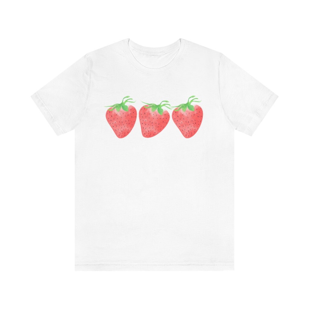 Cute Strawberry Shirt Womens Cottagecore Tops Watercolor T