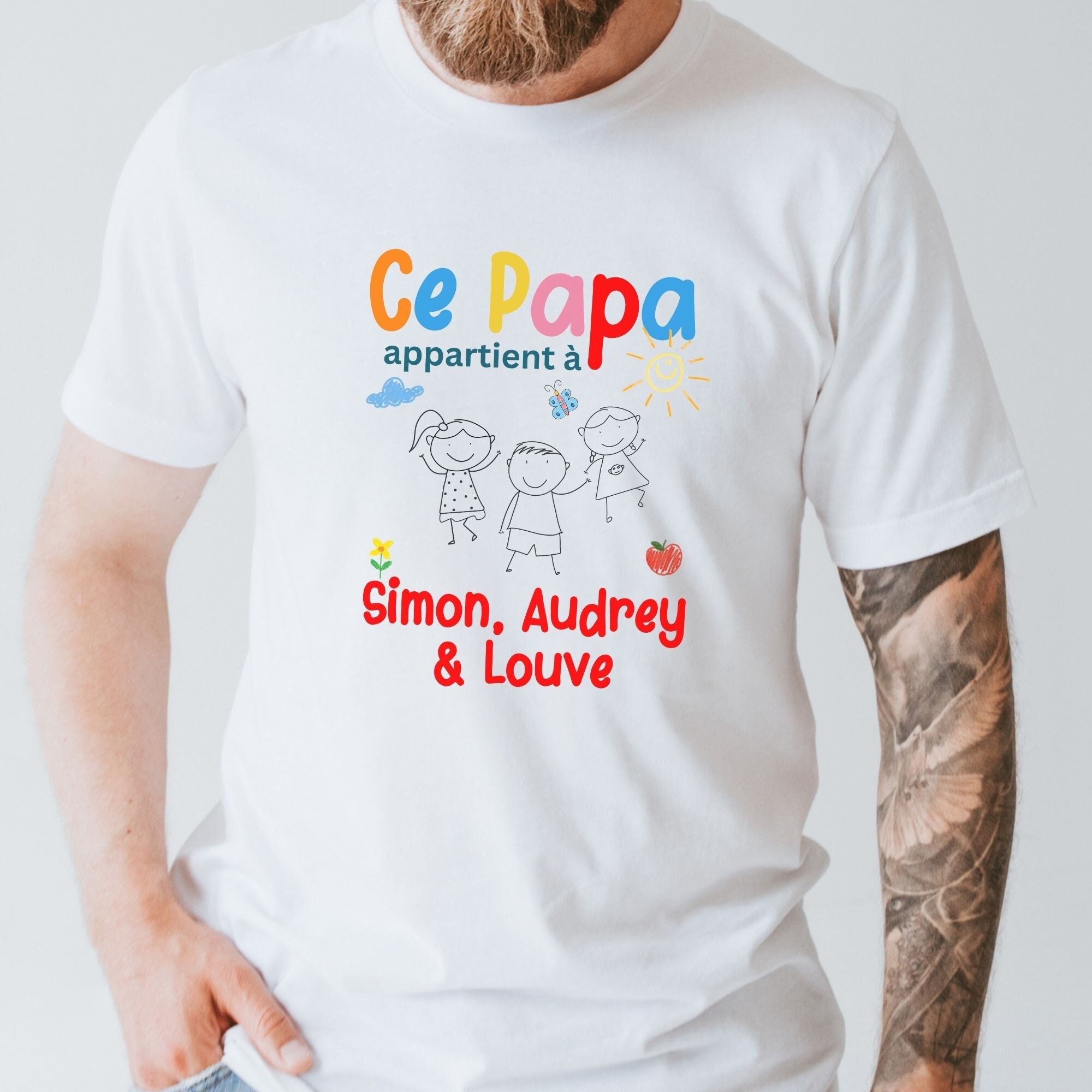 T-Shirt Papa en Or personnalisable, idée cadeau tshirt personnailsé