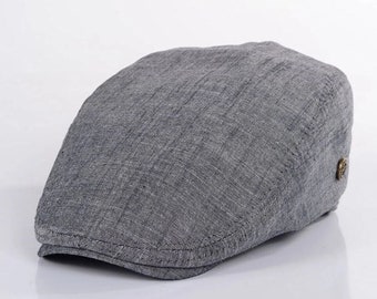 GRAY Cotton Flat Cap Adjustable Cotton Flat Cap Cotton Summer Hat Summer Hat Flat Cap for Summer Men Hat Irish Flat Hat