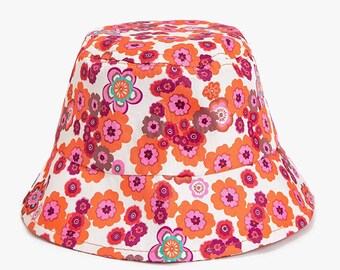 ORANGE PURPLE Floral Bucket Hat for Women Men Funny Travel Summer Beach Fishing Sun Hats Summer Hat for Women