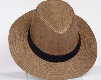 BROWN Women Wide Brim Straw Panama Roll up Hat Fedora Beach Sun Hat Airway Vented Panama Straw Hat Gift for Women Gift for Men