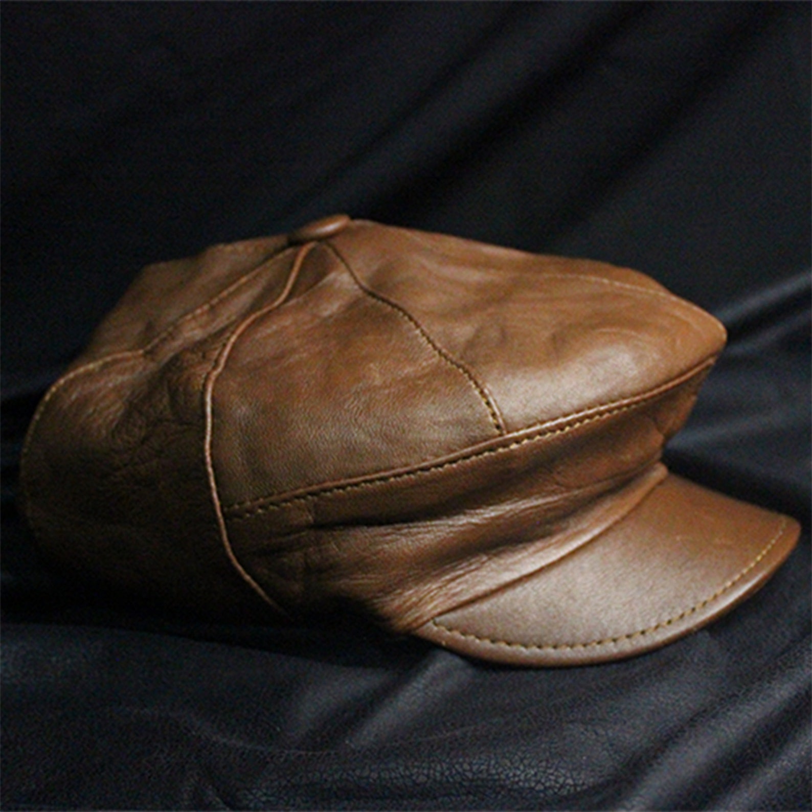 TAN Genuine Leather Cap Leather 8 Panel Riders Cap Leather - Etsy