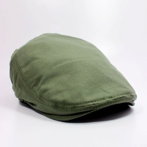 GREEN Linen Flat Cap Adjustable Cotton Flat Cap Linen Summer Hat Green Summer Hat Flat Cap for Summer