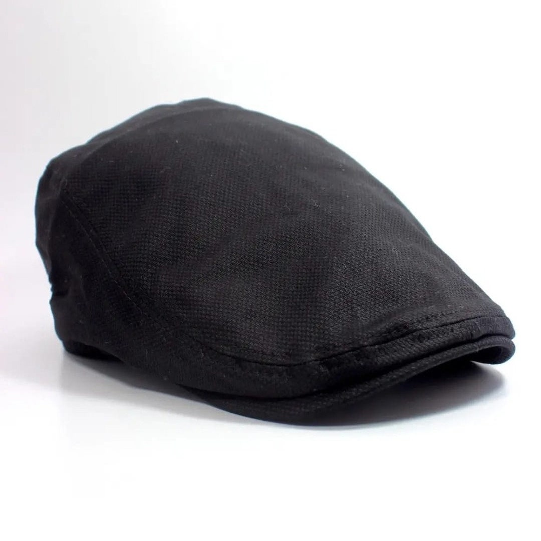 BLACK Linen Flat Cap Adjustable Linen Flat Cap Linen Summer Hat Black black-linen-flat-cap-adjustable-linen-flat-cap-linen-summer-hat-black