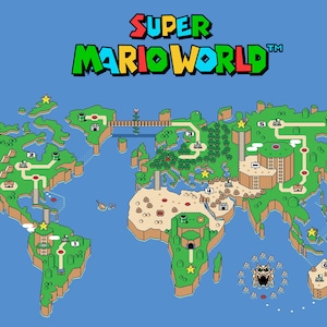 Super Mario World Map Retro Poster