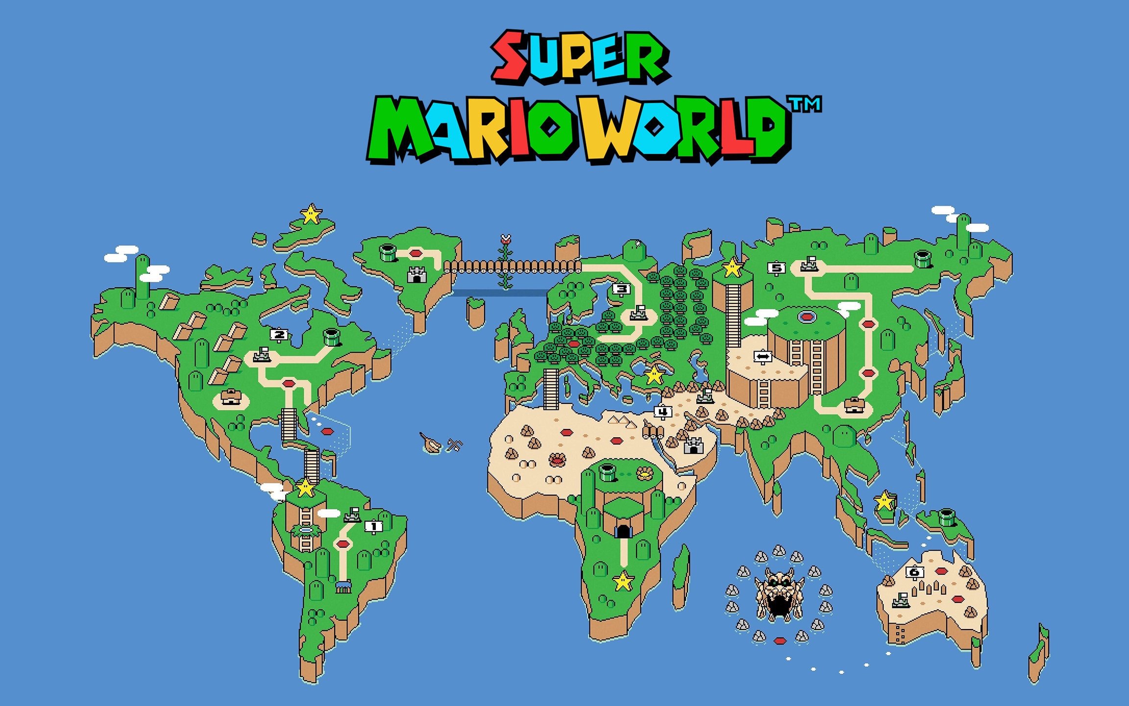 Super Mario World Map Poster