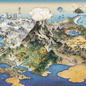 Poster de la carte de la région d'Hisui, Pokémon Legends :
