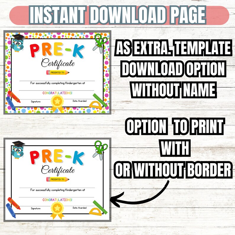 Preschool Diploma Prek Graduation Certificate Prek Etsy