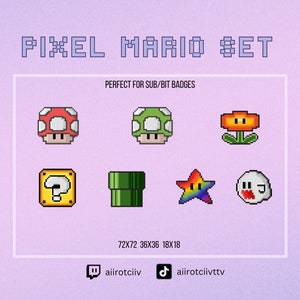 ピクセルマリオサブとビットバッジ、ピクセルマリオ、ピクセルTwitchサブとビットバッジ、Twitch