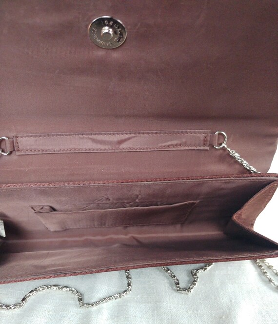 Vintage dark brown evening bag, clutch purse, bra… - image 5