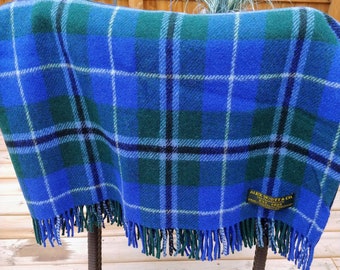 Vintage Alex Scott & Co. (Kiltmakers) Ltd. Highland Outfitters all things Scottish from Aberdeen Blue tartan wool blanket, warm throw