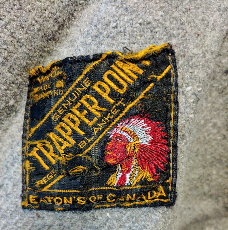 Vintage Trapper Point Eaton's of Canada Wool Blanket Made in England