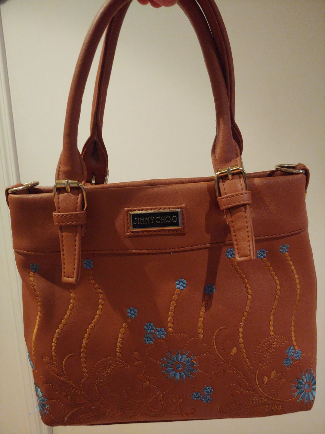 Borsa vintage Jimmy Choo marrone con ricami floreali Italia - Main Image