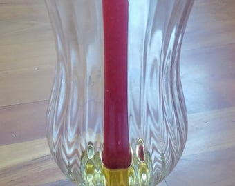 Lámpara de vela de vidrio vintage: accesorio decorativo de mesa con vela cónica roja