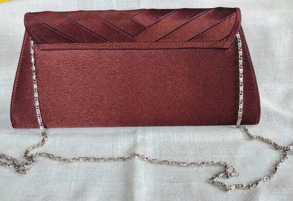 Vintage dark brown evening bag, clutch purse, bra… - image 4