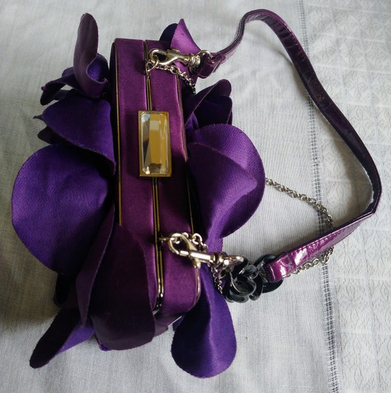 Vintage purple fancy satin purse SR Squared by So… - image 4