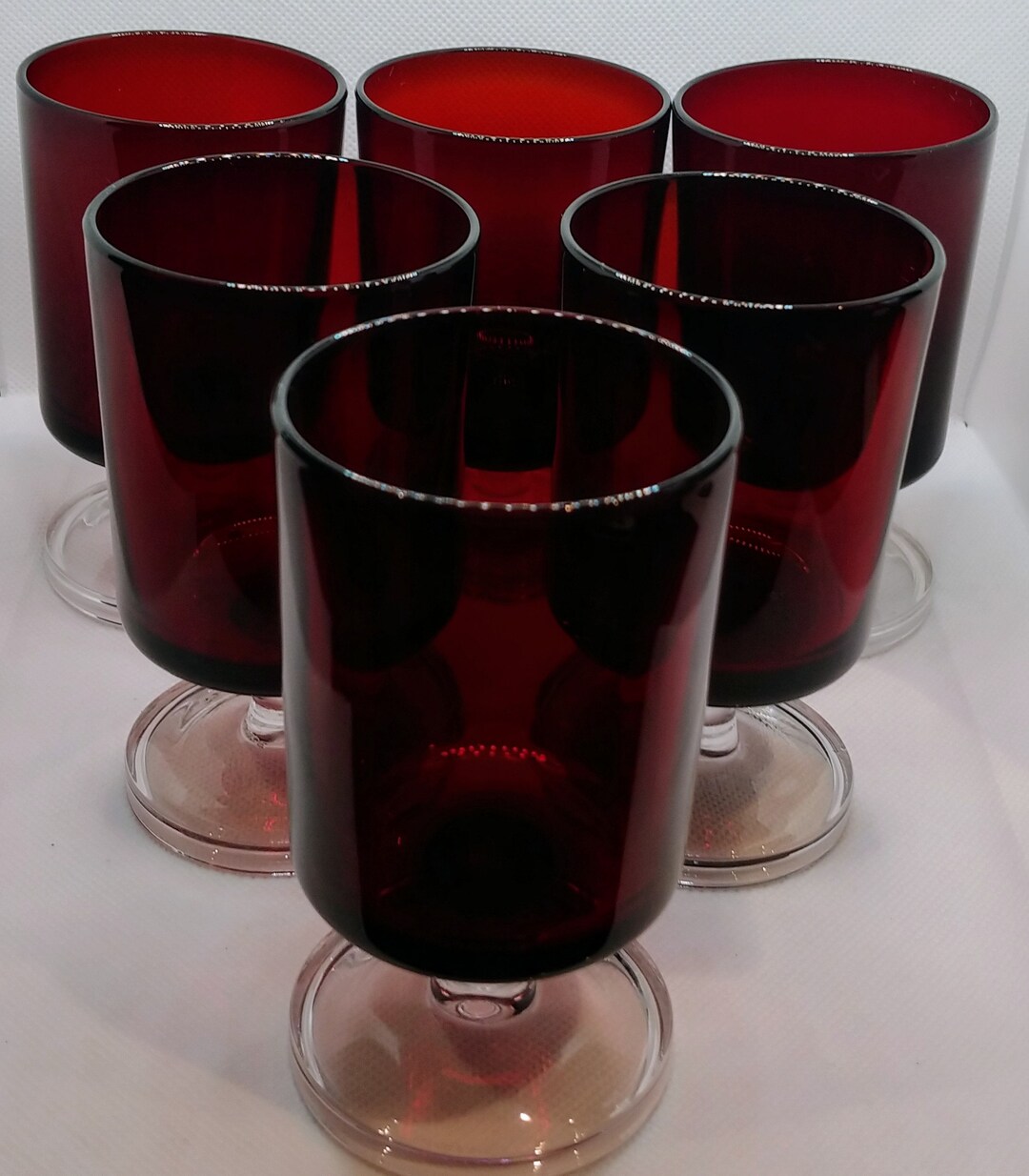 Vintage Luminarc Arcoroc Ruby Red Wine Glasses With Pedestal Etsy