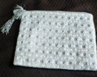 Vintage Jasper & Jeera white beaded evening bag/purse/clutch