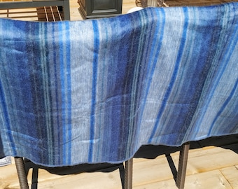 Vintage Blue Striped Acrylic Blanket: Lightweight Soft Throw (42x61)