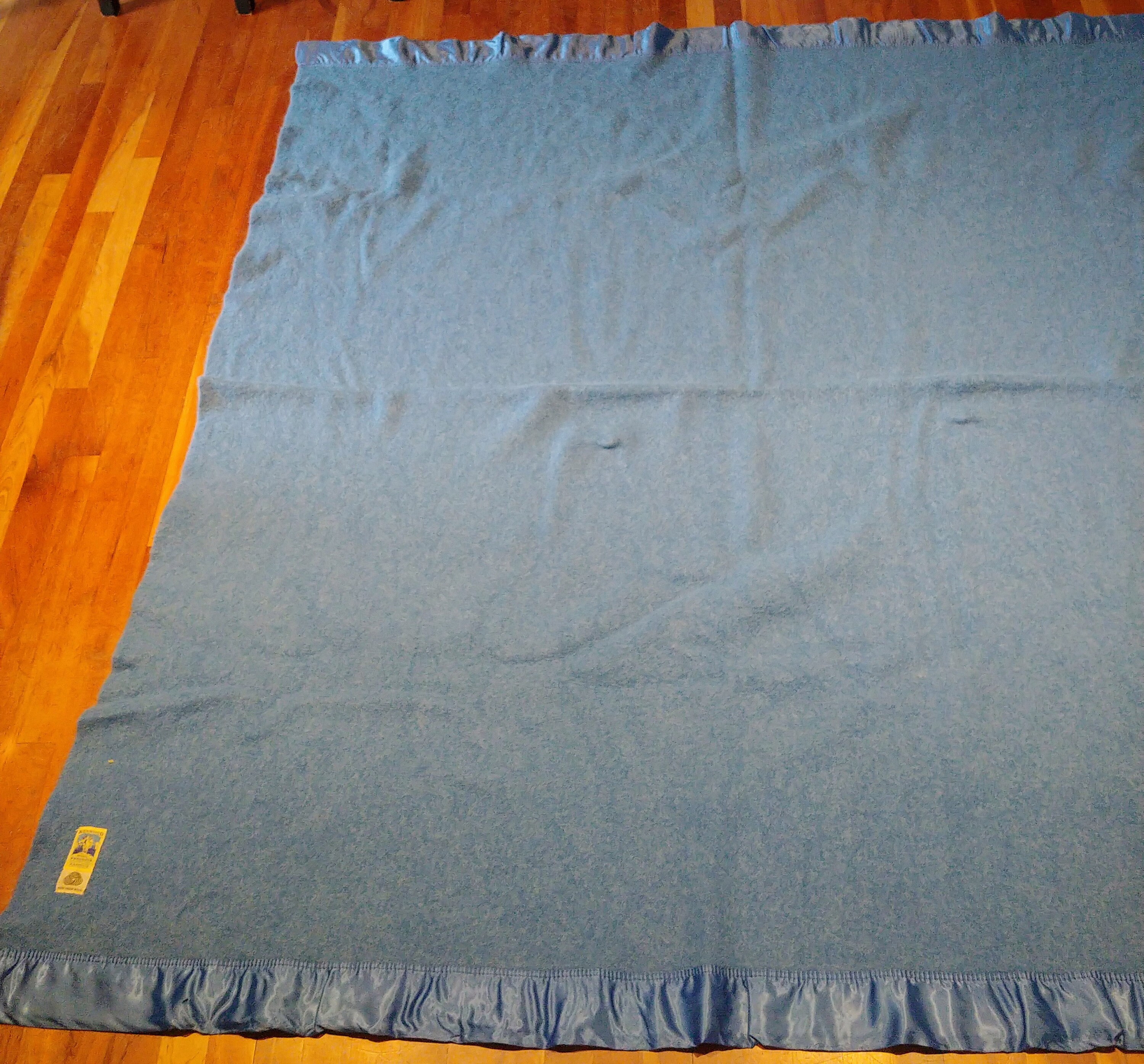 Vintage Dark Blue Kenwood Pure Virgin Wool Blanket Made in Etsy Canada