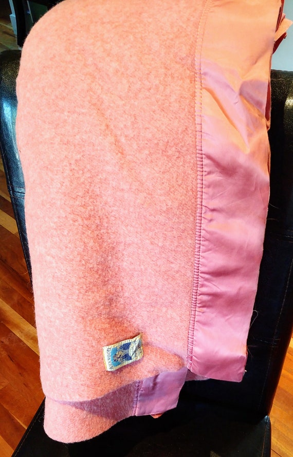 Vintage Kenwood Wool blanket with trim, Made in Canada, warm blanket, collectors item