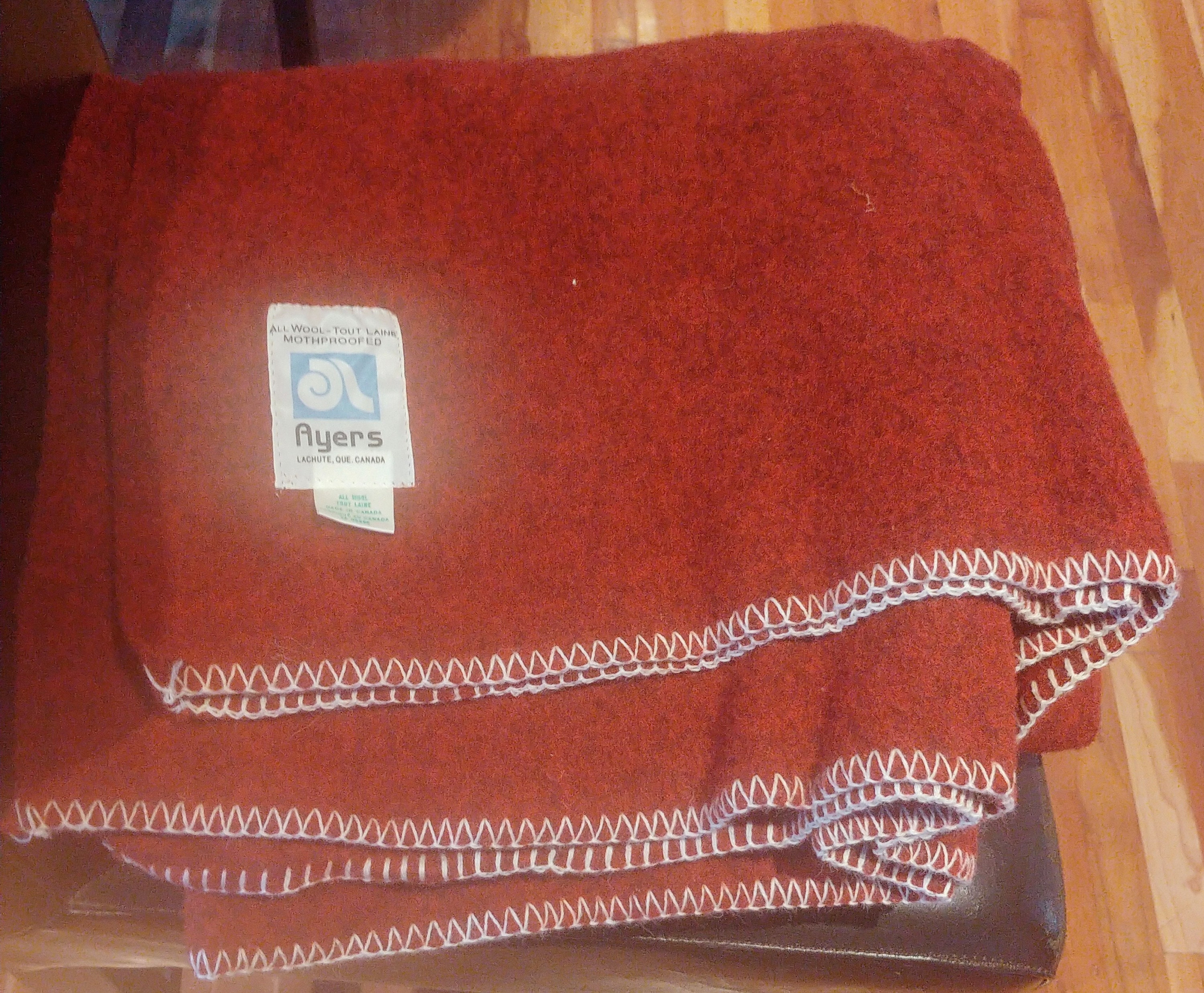 Vintage Ayers All Wool Moth Proof Red Blanket Made in Canada Etsy
