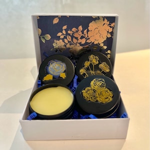 Caja regalo de perfume, Perfume sólido 4 aromas, Susurros de Madreselva, Beso de Magnolia, Brisa del Océano, Lluvia, Fragancia sólida, bálsamo portátil, regalo