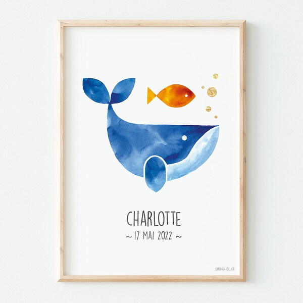 Baleine aquarelle - Etsy France