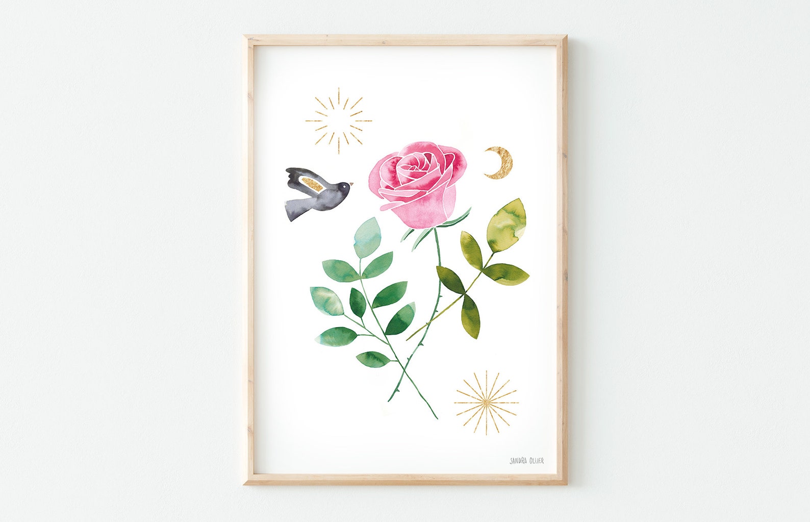 Tableau décoratif-oiseau rose main image 1
