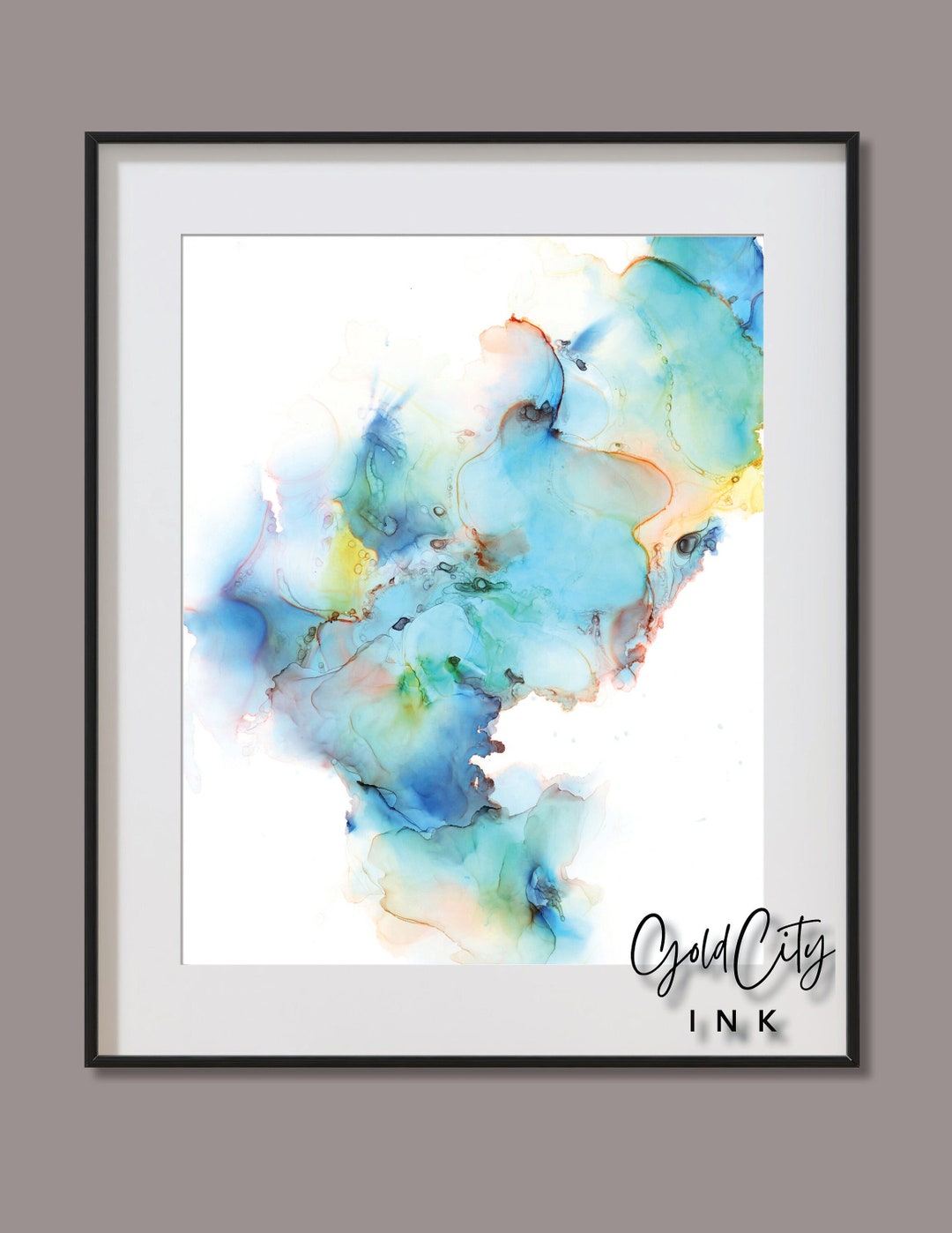 Vision, Pastel Blue Wall Art, Printable Art, Alcohol Ink Painting, Downloadable Print, Wall Art