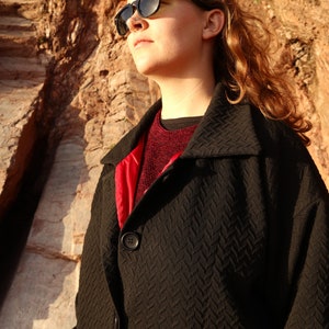 Black Casual Jacket, Organic Cotton Bomber Windbreaker Coats for Women, Streetwear Boho Vintage Jacket image 2