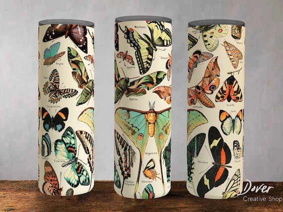 Vintage Moth, Butterfly Aesthetic Tumbler Wrap | Sublimation for 20oz Skinny, Straight and Tapered Tumblers