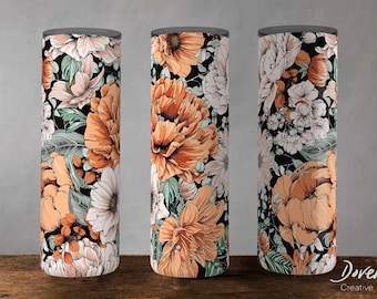 Boho Floral Tumbler Wrap, Earthy 20oz Skinny Tumbler Template (Digital Download)