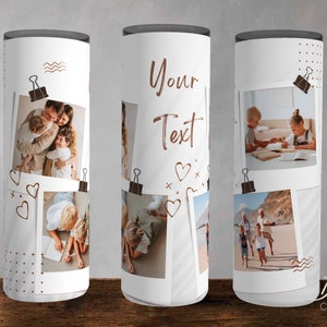 Add Your Own Photo Tumbler, Add Your Own Text Tumbler, Photo Collage,  20oz Skinny Tapered, Digital Download, Minimalist, Neutral Design