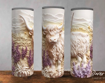 3D Highland Cow Tumbler Wrap: Scottish Steer Sublimation (Digital Download)